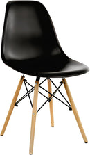 Cadeira Design Charles, Assento Ergonômico, Base de Madeira, Confortável e Elegante para Escritório e Sala de Jantar (Preto)