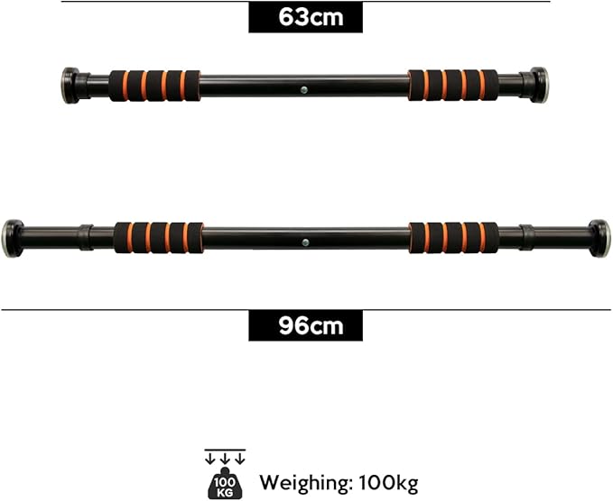 Barra Fixa De Porta Para Exercícios Ajustável 63 A 96 CM(Preto)