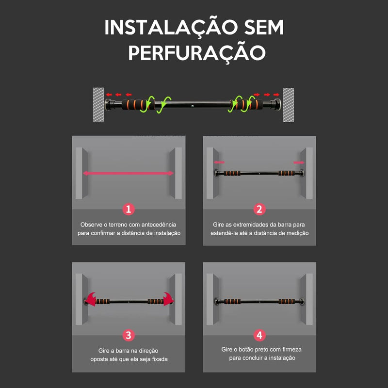 Barra Fixa De Porta Para Exercícios Ajustável 63 A 96 CM(Preto)