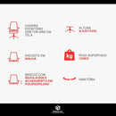 Cadeira Diretor Ergonômica Grid Preta - Encosto em Tela Mesh, Apoio Lombar, Altura Ajustável