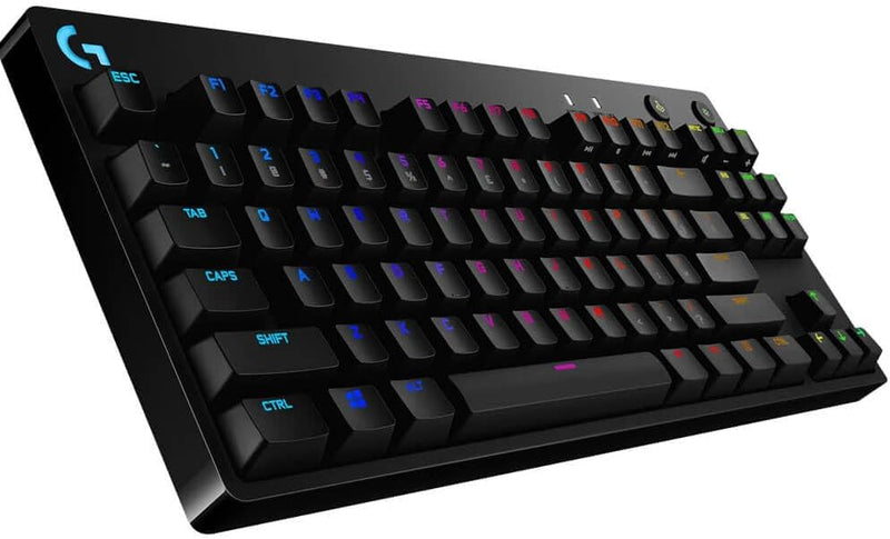 Teclado Mecânico Gamer Logitech G PRO com Layout US, RGB LIGHTSYNC, Design TKL, Cabo Destacável e Switch Exclusivo GX Blue Clicky