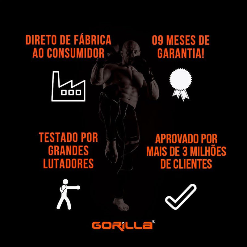 Saco Pancada Boxe120 Cm + Luva Bate Saco Muay thai Treino Luta Cor Preto Equipamento Luta Gorilla