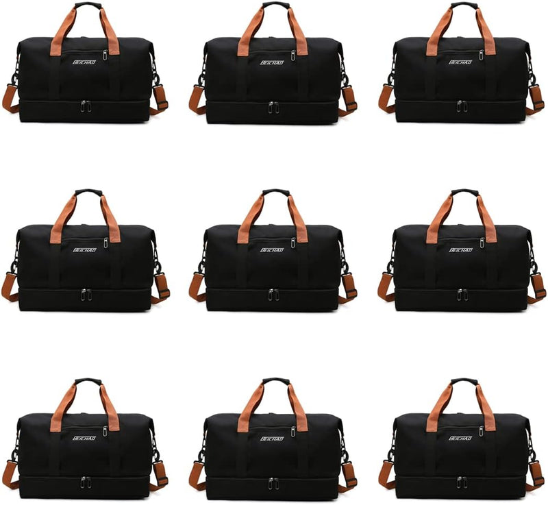 Bolsa de viagem portátil bolsa de bagagem de viagem de curta distância de grande capacidade leve separação seca e molhada bolsa de fitness esportiva (Preto)