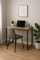 Escrivaninha Industrial Escritório Mesa Aço Mdf Aço 80cm Home Office Preto Madeirado Pliar