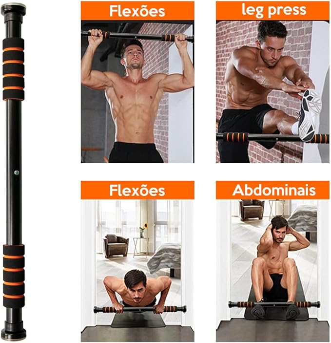 Barra Fixa De Porta Para Exercícios Ajustável 63 A 96 CM(Preto)