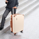 Mala de Bordo 10kg com Frasqueira Bagagem de Mão Expansível ANAC Rodas Duplas 360° Cadeado TSA Antifurto Alça Lateral Design Leve Resistente Ideal para Viagens Avião Cor Bege