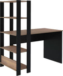 Escrivaninha com Estante Lateral MATCH cor Preto/Pinho - Artely