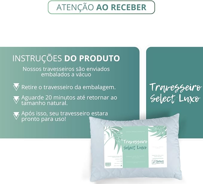 Kit 2 Travesseiros TRP Imports Select Luxo Fibras Importada E Antialérgica