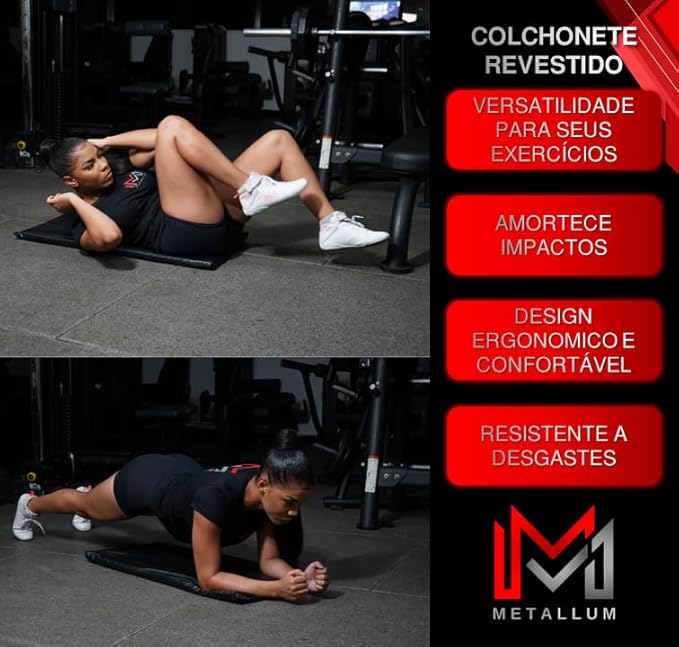 Combo Fitness Par Halteres 01 Kg + Tornozeleira 02 Kg + Colchonete Preto + Kit 05 Elásticos Multi Tensão