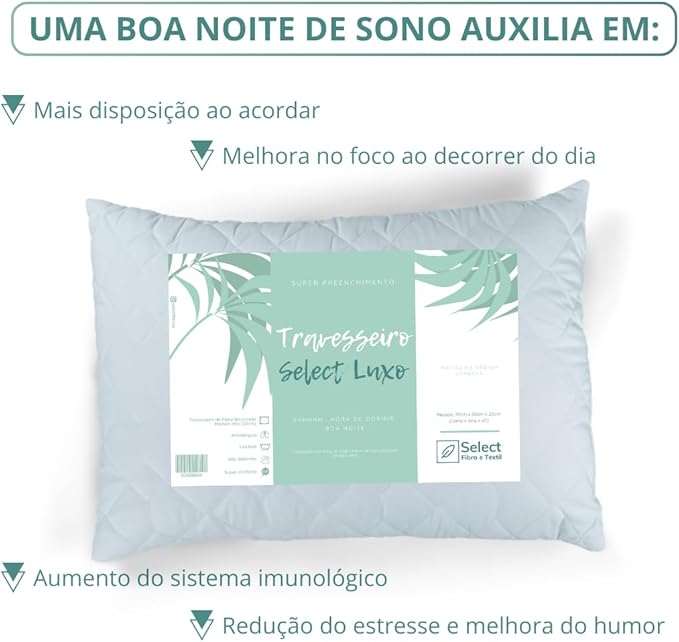 Kit 2 Travesseiros TRP Imports Select Luxo Fibras Importada E Antialérgica