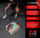 Combo Fitness Par Halteres 01 Kg + Tornozeleira 02 Kg + Colchonete Preto + Kit 05 Elásticos Multi Tensão