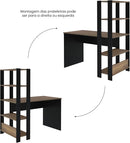 Escrivaninha com Estante Lateral MATCH cor Preto/Pinho - Artely