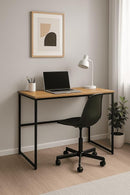 Escrivaninha Industrial Escritório Mesa Aço Mdf Aço 80cm Home Office Preto Madeirado Pliar
