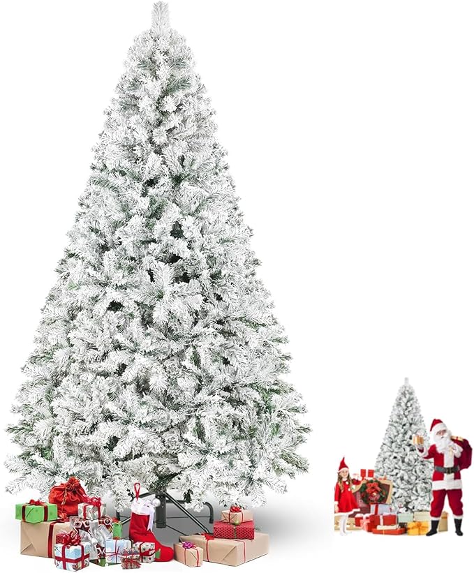 1,8 Metros Arvore de Natal, 750 Galhos Árvore de Natal Flocada, Árvore de Natal Flocada de Neve, Arvore Pinheiro de Natal Tradicional, Pinheiro de Natal Artificial Flocado