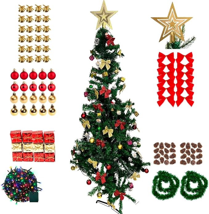 Árvore De Natal Premium Completa Com Enfeites Grande E Pisca - 1,80m Pinheiro Galhos Luxo Verde Cheia Tradicional Com Decoração