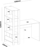 Escrivaninha com Estante Lateral MATCH cor Preto/Pinho - Artely