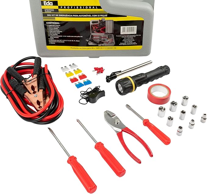 Kit de emergência para veículos com 32 peças, Eda, 9NU, Cinza