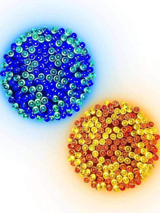 Pacote com 2 luzes solares para uso externo, 200 luzes LED extralongas com 8 modos de iluminação, decoração de iluminação externa à prova d'água para jardim, pátio, varanda, Natal, casamento, festa