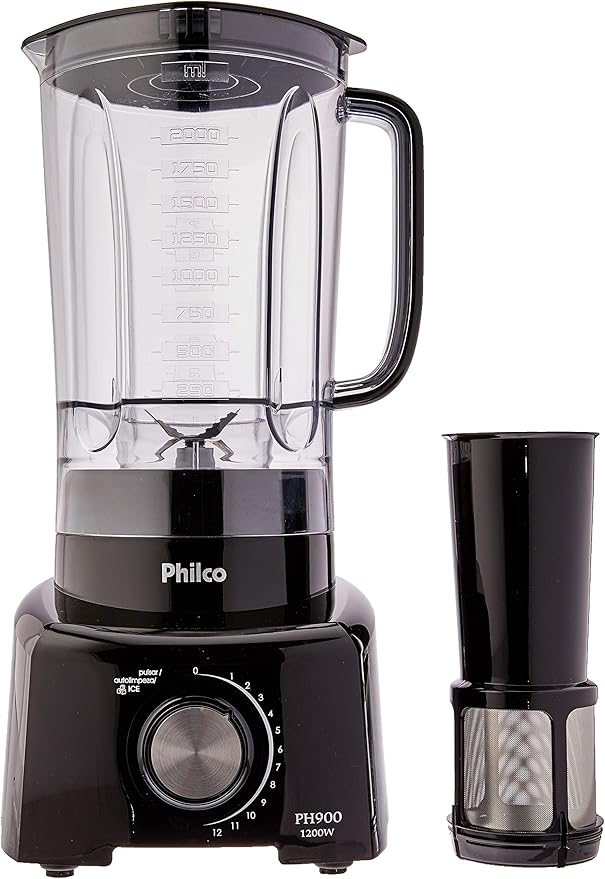 Fritadeira Elétrica Sem Óleo Air Fry Philco Oven PFR2200P 12L – Preta + Liquidificador Philco PH900 1200W com 12 Velocidades - Preto - 110V