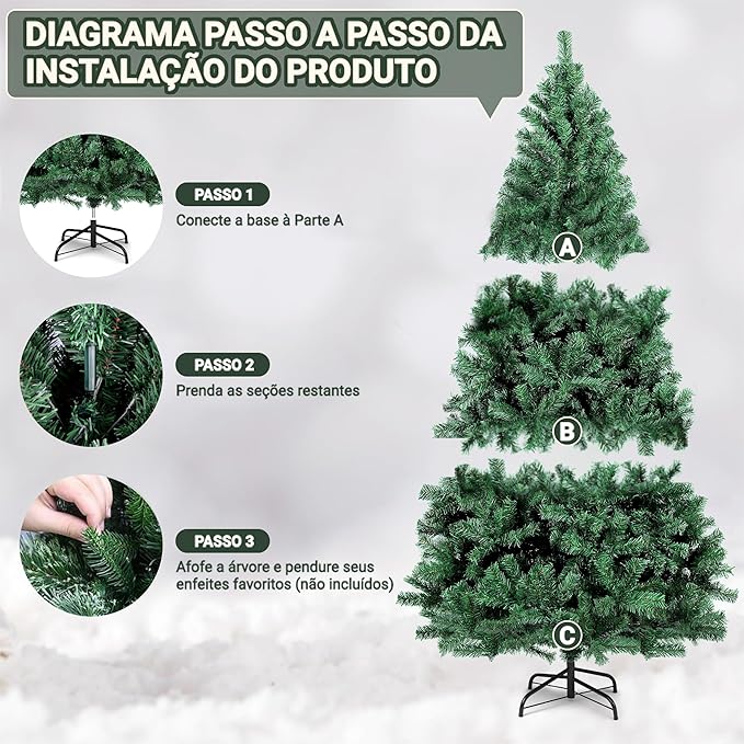 ÁRVORE DE NATAL CRETA COM 964 HASTES COR VERDE 210CM