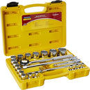 Tramontina 43600022, Maleta Soquetes Estriados e Acessórios Encaixe 1/2, 22 Peças, Amarelo