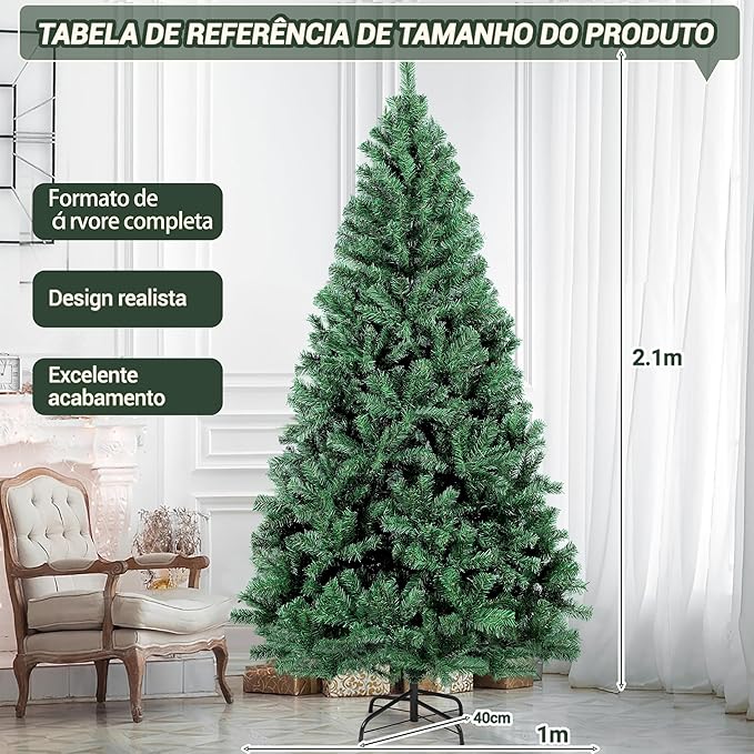 ÁRVORE DE NATAL CRETA COM 964 HASTES COR VERDE 210CM