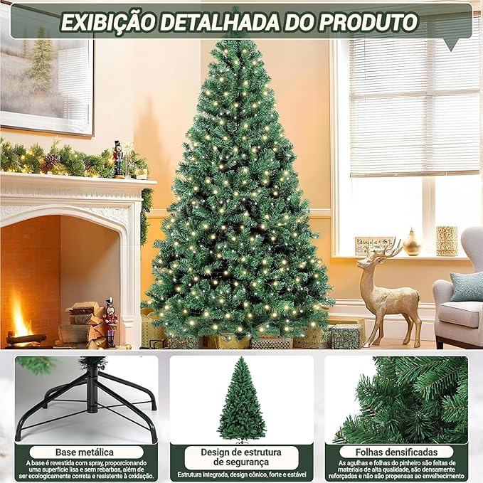 ÁRVORE DE NATAL CRETA COM 964 HASTES COR VERDE 210CM