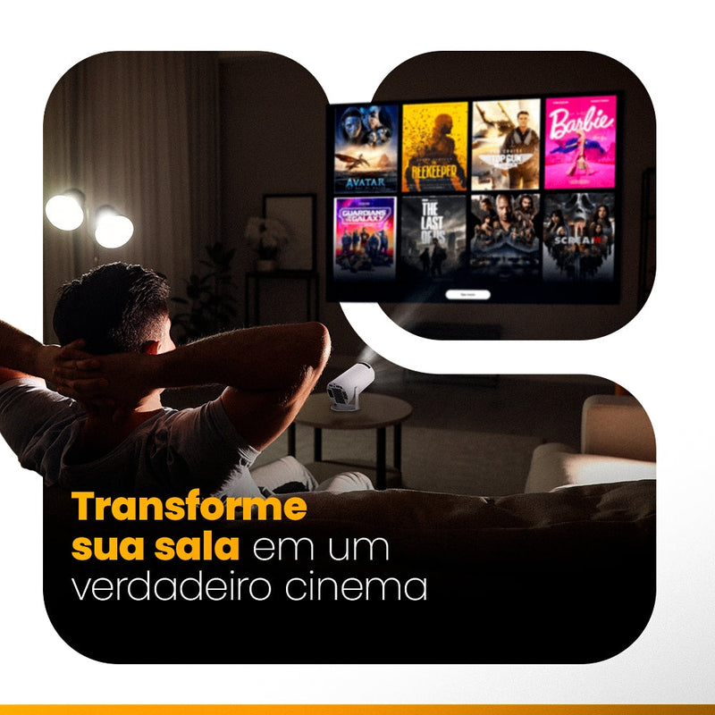 CineFlix™ - Projetor Portátil 4K + Tela 200 Polegadas (Brinde)